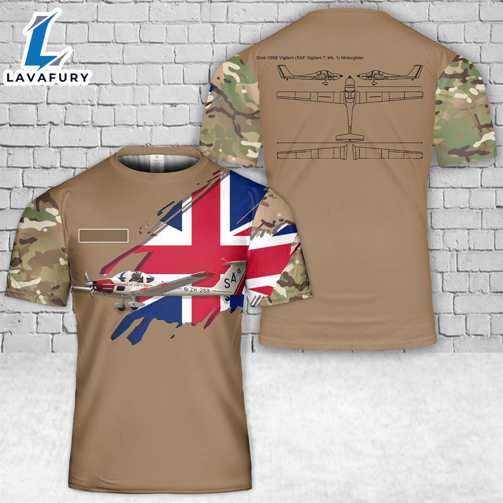 Custom Name Royal Air Force Grob G-109B Vigilant T1 T-Shirt 3D 4th Of July