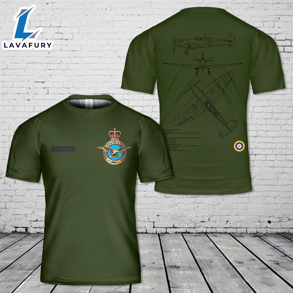 Custom Name Royal Air Force Supermarine Spitfire MkI 3 T-Shirt 3D 4th Of July