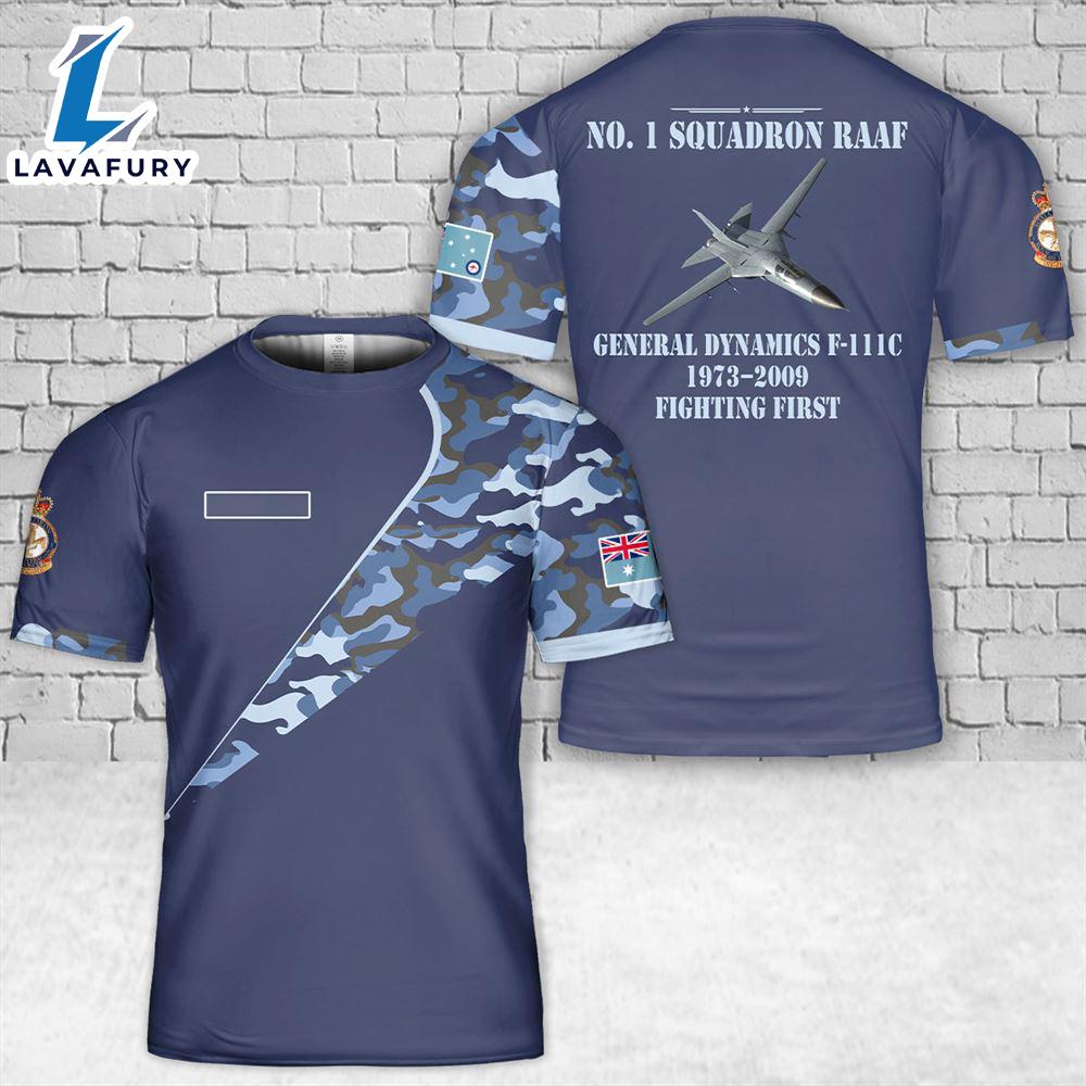 Custom Name Royal Australian Air Force No. 82 Wing, No. 1 Squadron RAAF General Dynamics F-111C T-Shirt 3D 4th Of July