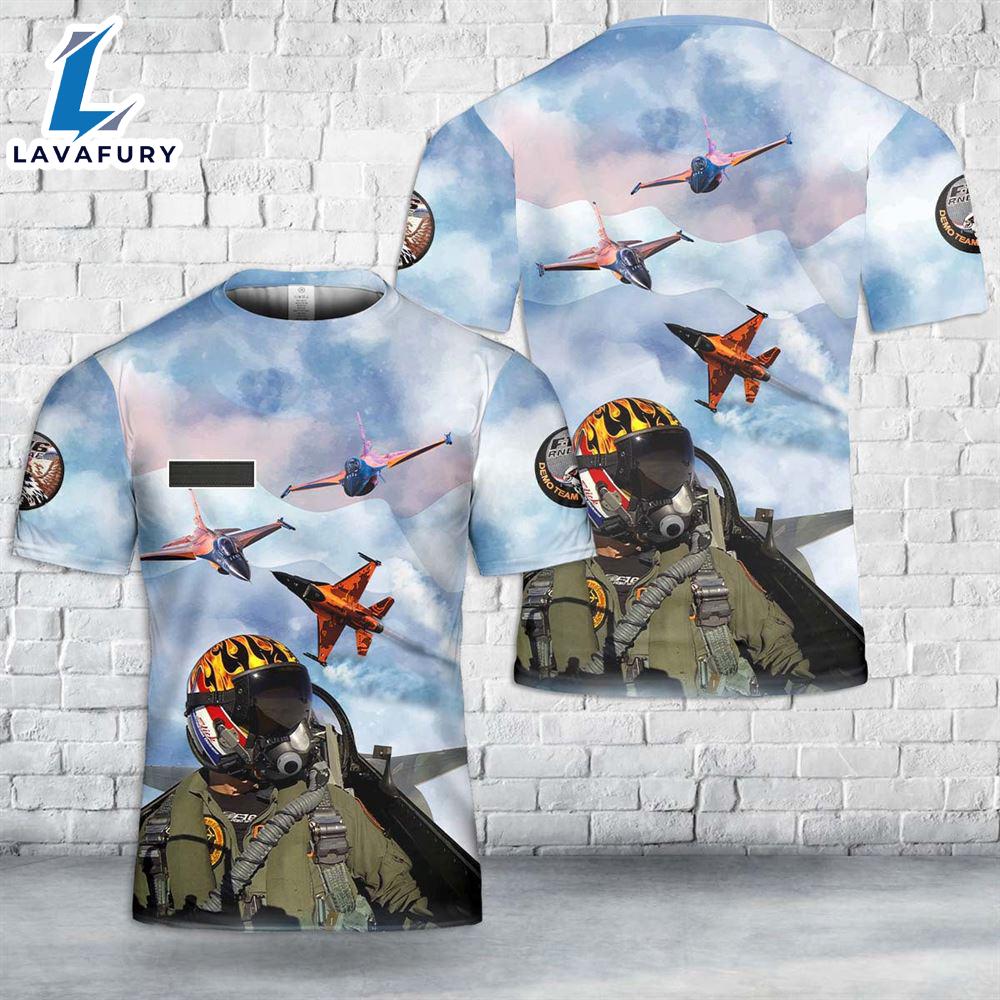Custom Name Royal Netherlands Air Force F-16 Solo Display Team T-Shirt 3D 4th Of July
