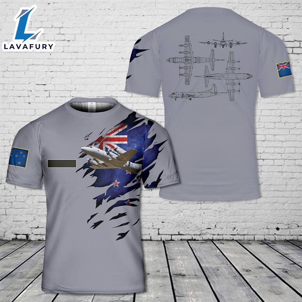Custom Name Royal New Zealand Air Force Lockheed P-3K Orion T-Shirt 3D 4th Of July