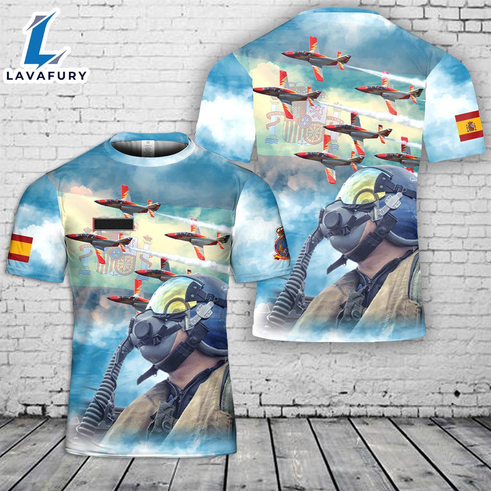Custom Name Spanish Air and Space Force Patrulla ?guila Eagle Patrol aerobatic demonstration team T-Shirt 3D 4th Of July