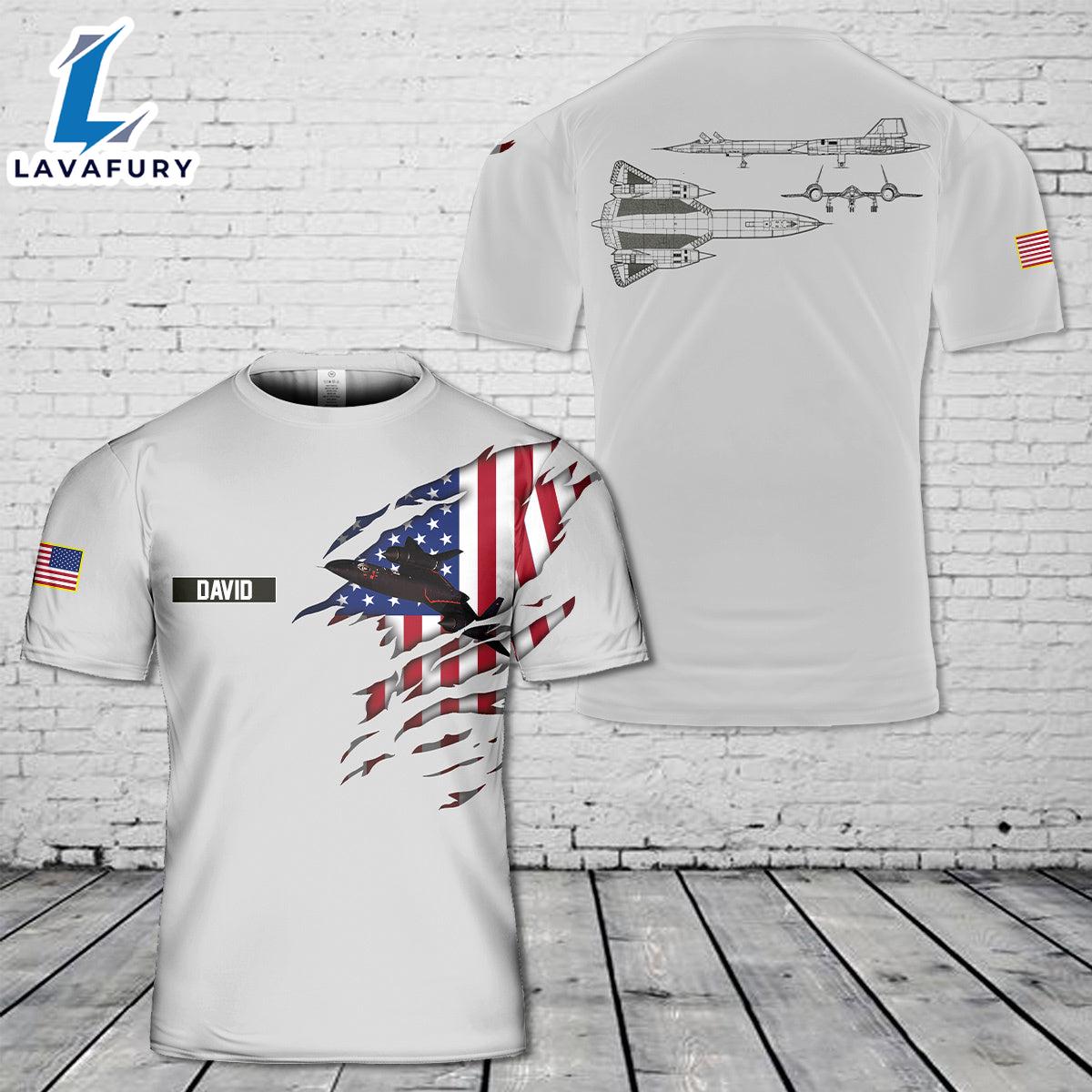 Custom Name SR-71 Blackbird Blueprint 3D T-Shirt 4th Of July Shirt