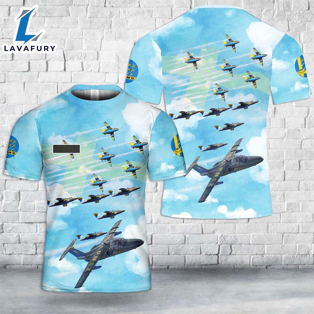 Custom Name Swedish Air Force Team 60 Aerobatic flight display team T-Shirt 3D 4th Of July
