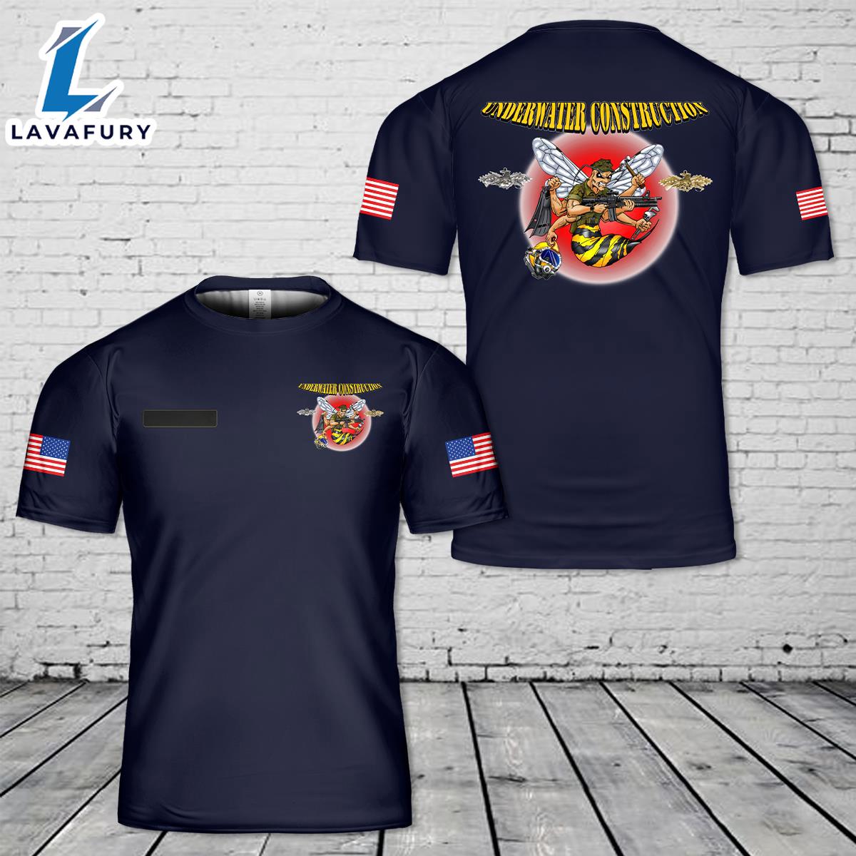 Custom Name Underwater Constriction Seabee T-Shirt 3D 4th Of July Shirt