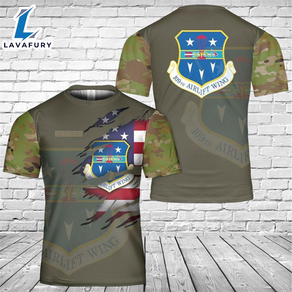 Custom Name US Air Force 109th Airlift Wing 3D T-Shirt 4th Of July