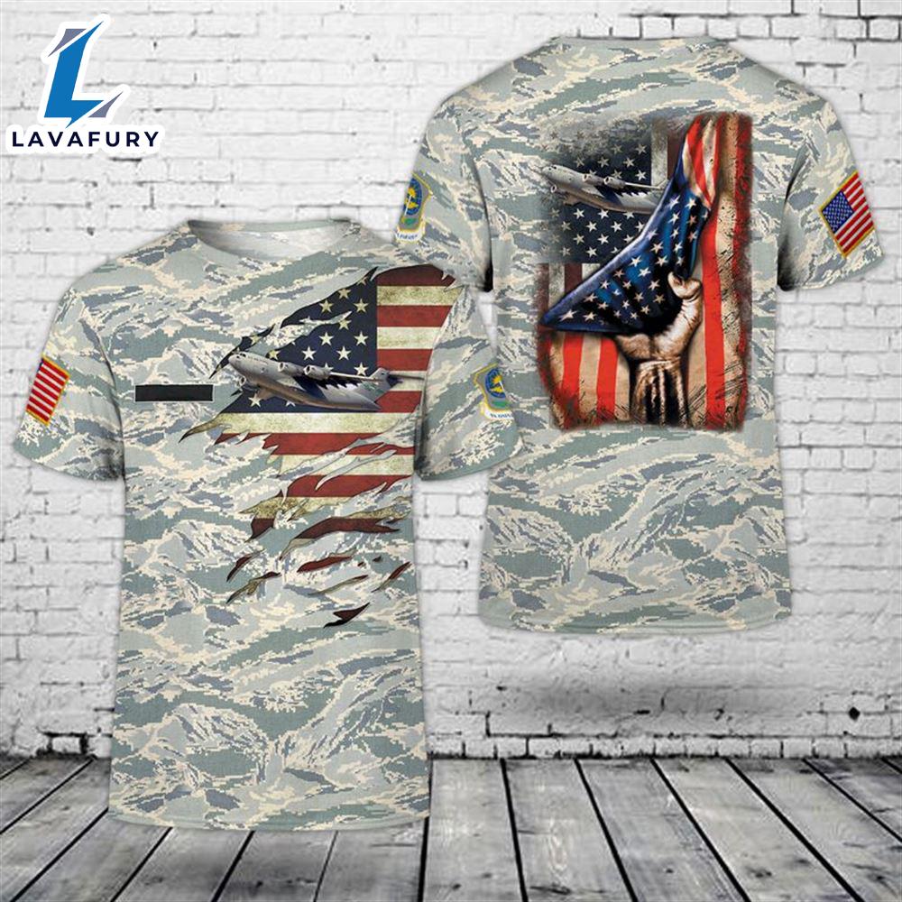 Custom Name US Air Force 62nd Airlift Wing (62 AW) C-17 Globemaster III 3D T-shirt 4th Of July