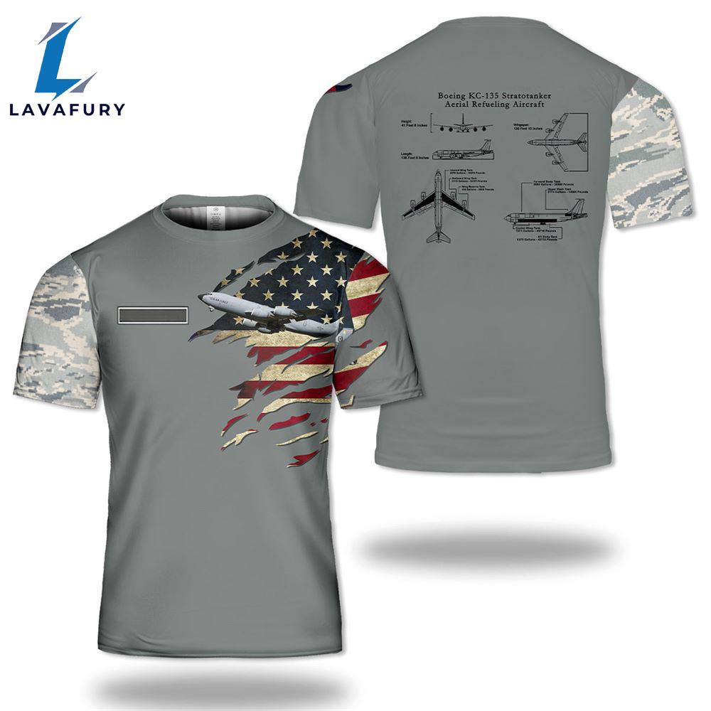 Custom Name US Air Force Boeing KC-135 Stratotanker 3D T-shirt 4th Of July