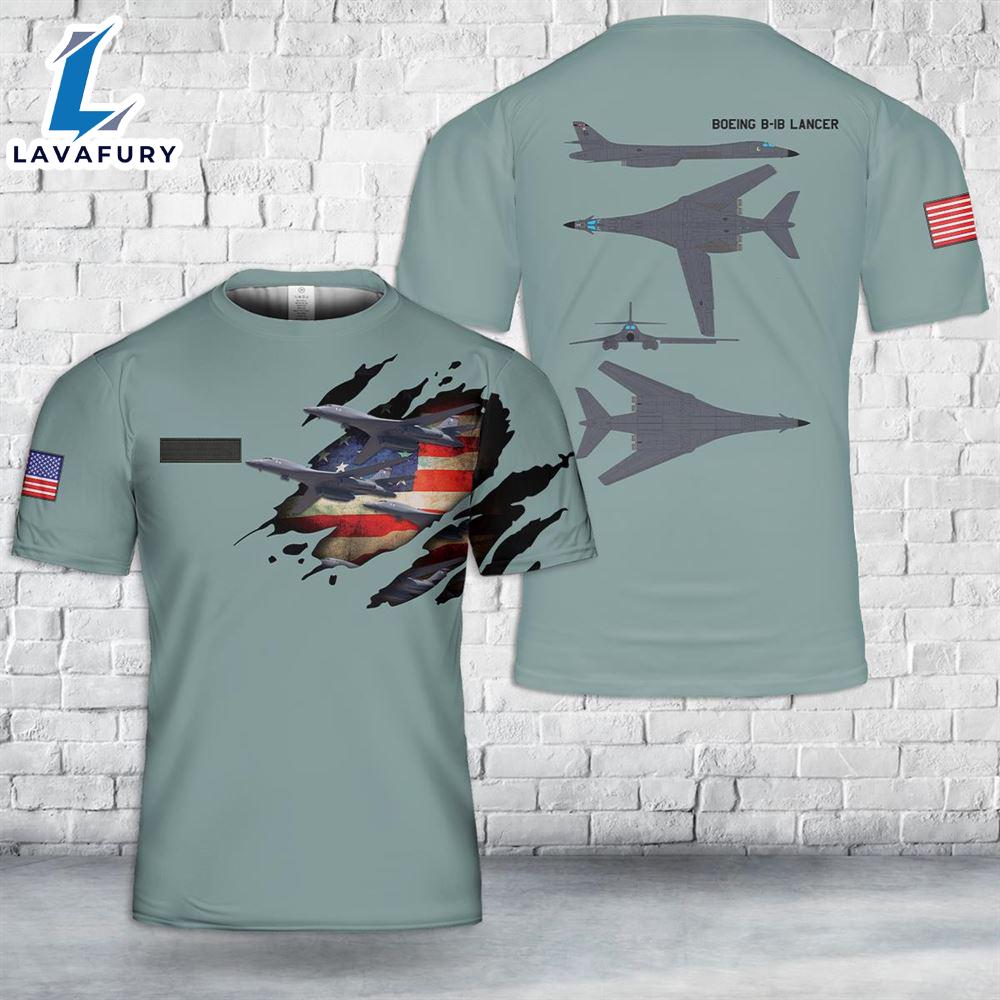 Custom Name US Air Force Boeing Rockwell B-1B Lancer T-Shirt 3D 4th Of July