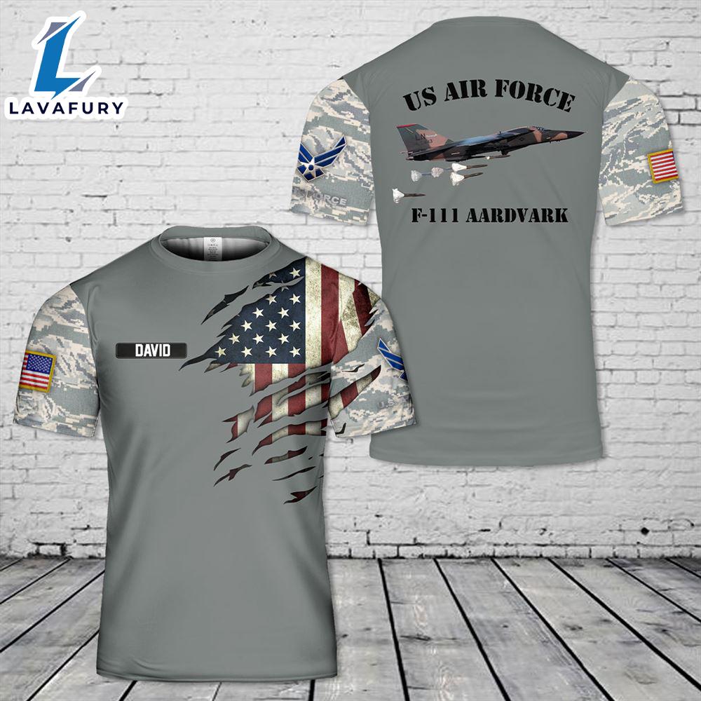 Custom Name US Air Force F-111 Aardvark 3D T-Shirt 1 4th Of July