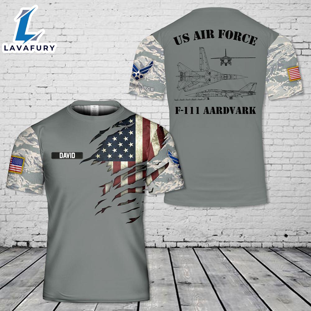 Custom Name US Air Force F-111 Aardvark 3D T-Shirt 4th Of July