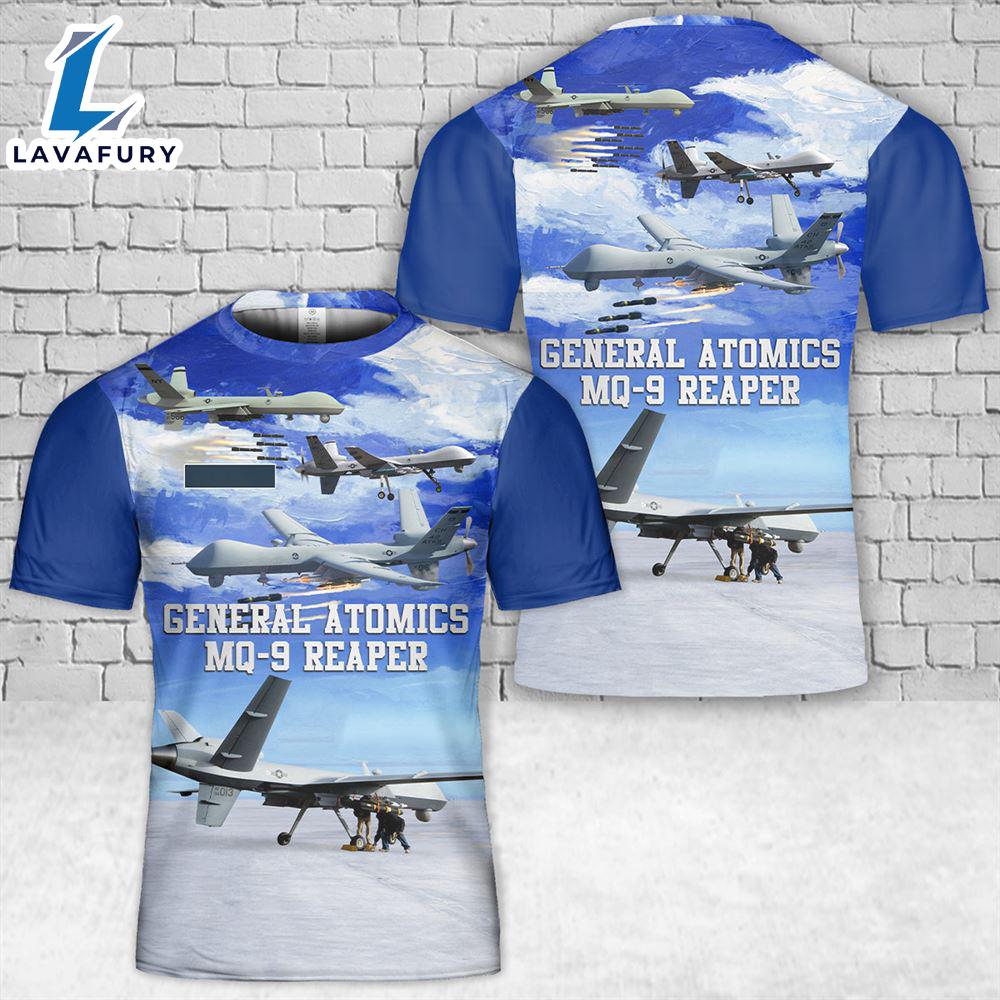 Custom Name US Air Force General Atomics MQ-9 Reaper T-Shirt 3D 4th Of July