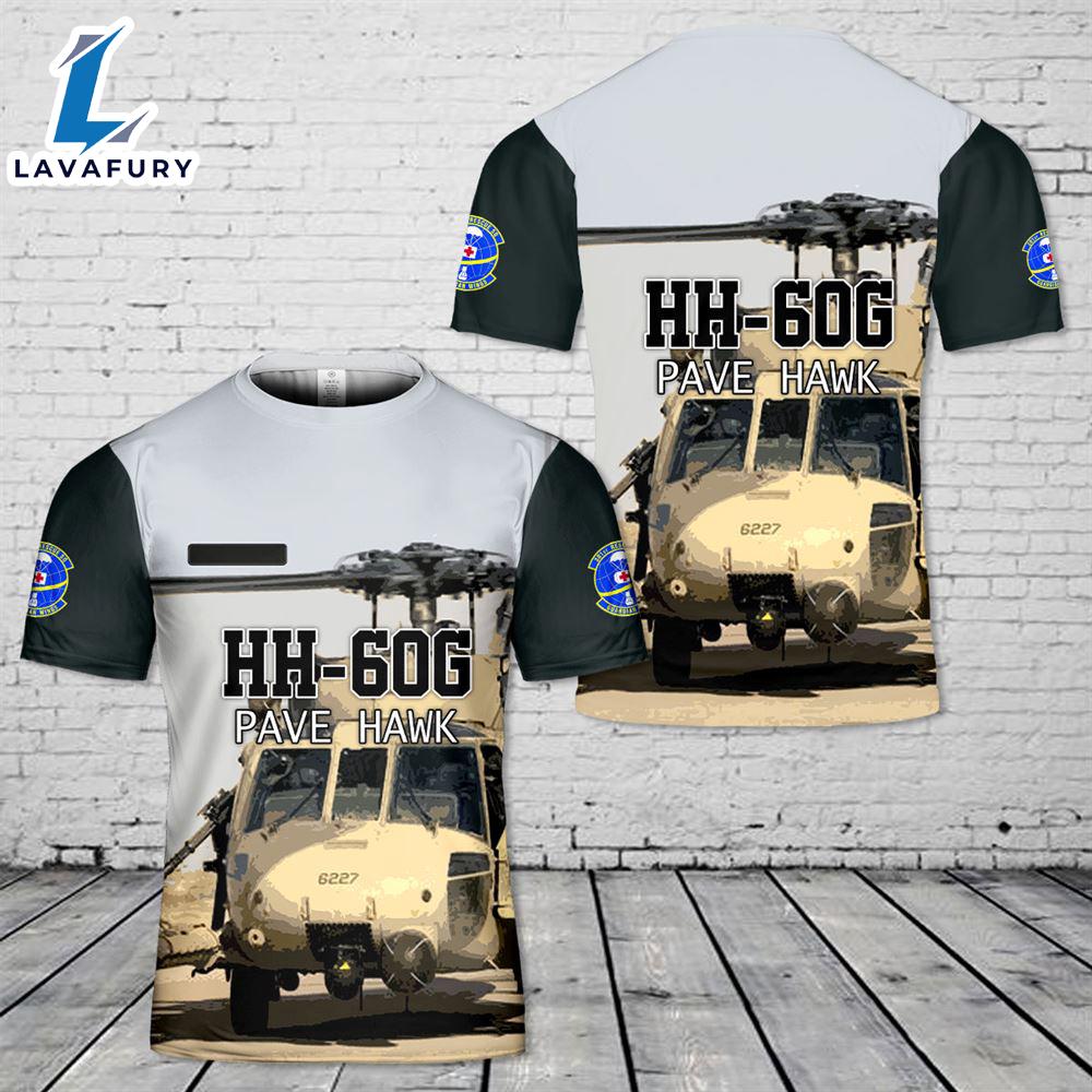 Custom Name US Air Force HH-60G Pave Hawk helicopters from the 301st Rescue Squadron 3D T-shirt 4th Of July