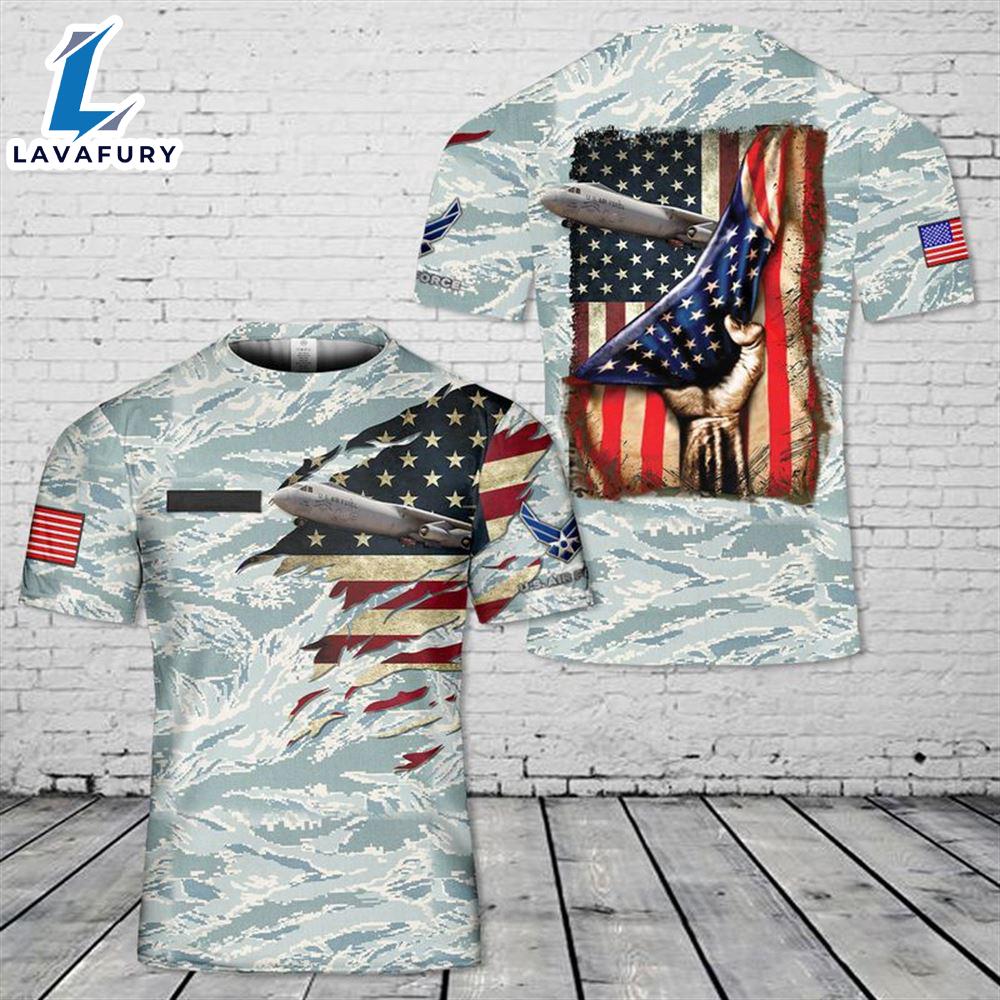 Custom Name US Air Force Lockheed C-141 Starlifter 3D T-shirt 4th Of July