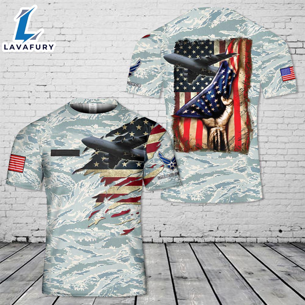 Custom Name US Air Force Lockheed C-5 Galaxy 3D T-shirt 4th Of July