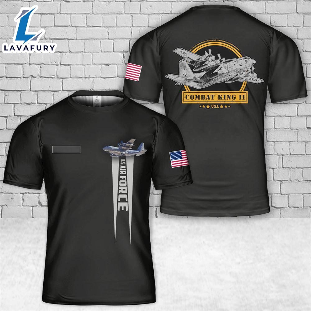 Custom Name US Air Force Lockheed Martin HC-130J Combat King II T-Shirt 3D 4th Of July