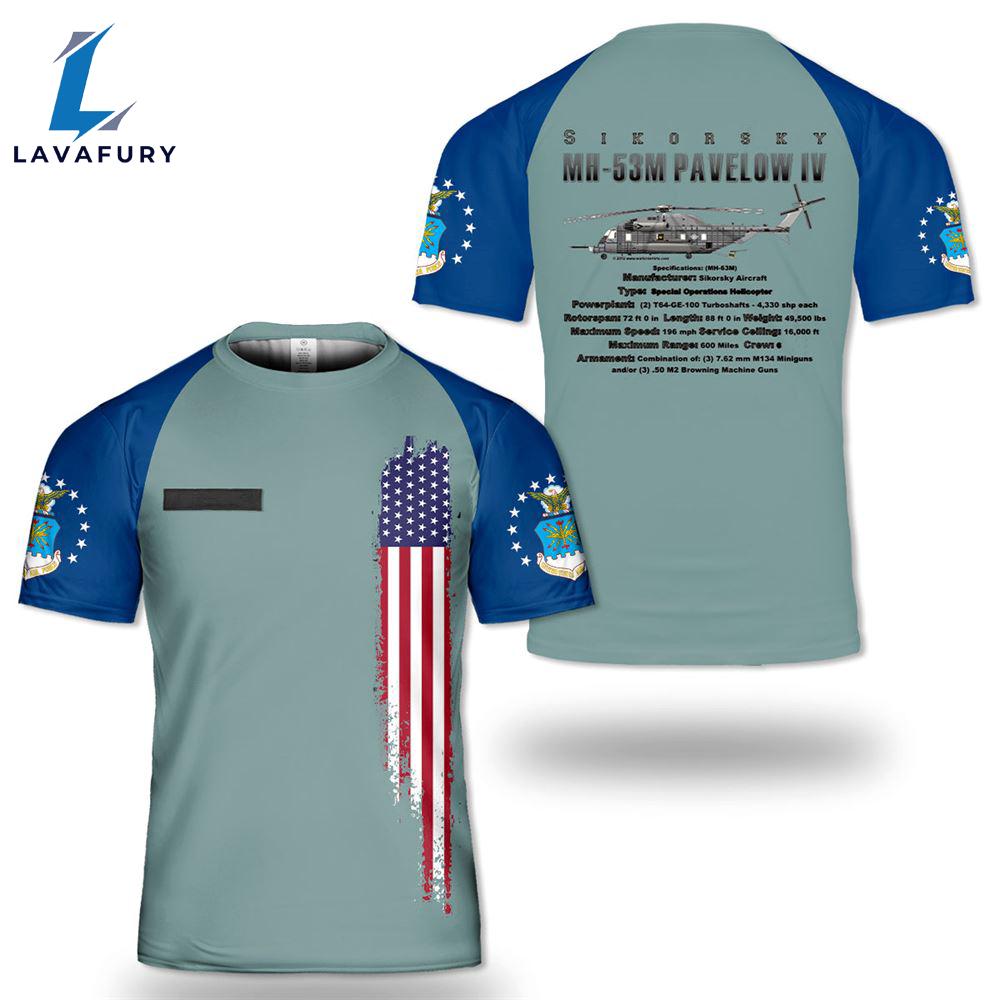 Custom Name US Air Force MH-53M Pave Low IV 3D T-shirt 4th Of July
