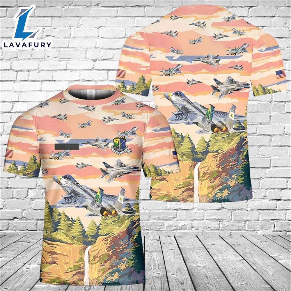 Custom Name US Air Force Oregon Air National Guard F-15 Eagle T-Shirt 3D 4th Of July