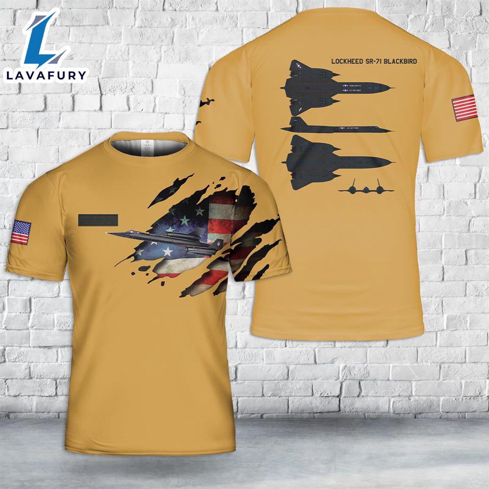 Custom Name US Air Force SR-71 Blackbird T-Shirt 3D 4th Of July