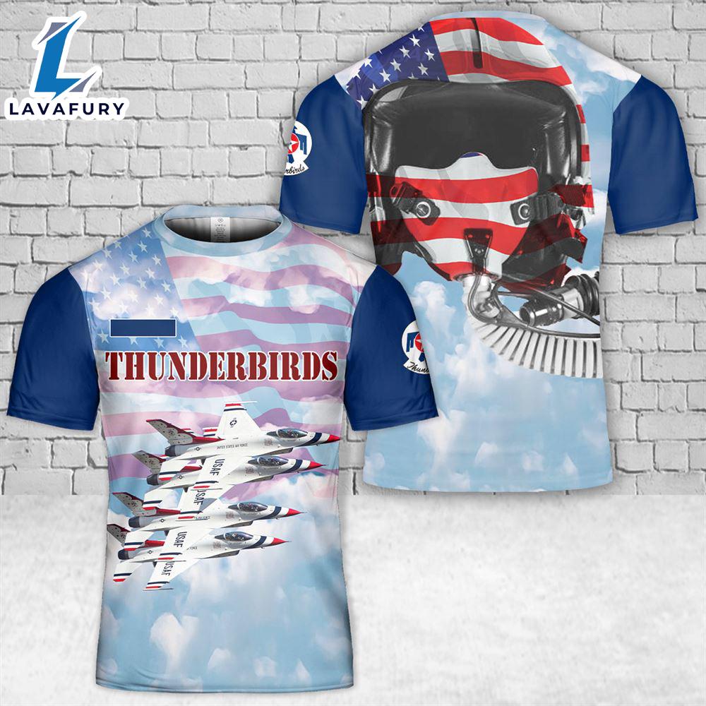 Custom Name US Air Force Thunderbirds T-Shirt 3D 1 4th Of July