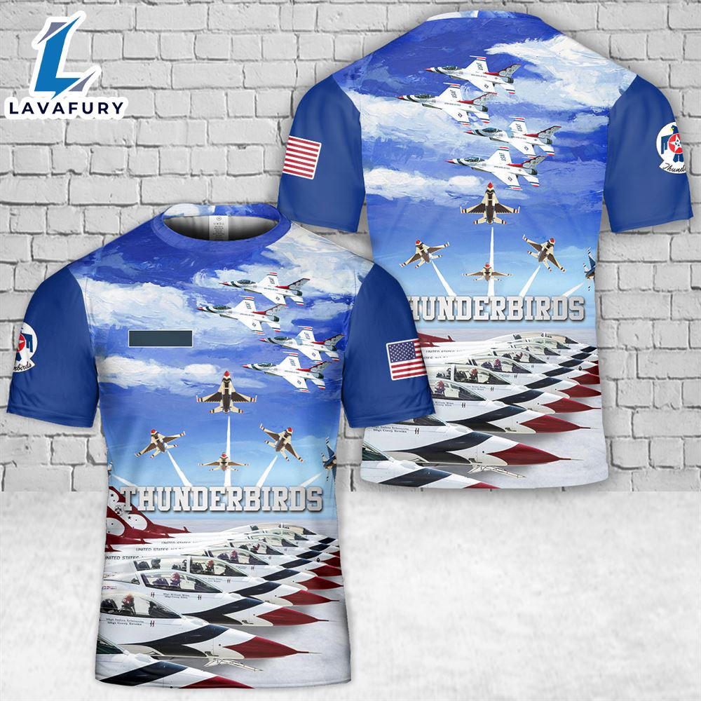 Custom Name US Air Force Thunderbirds T-Shirt 3D 3 4th Of July