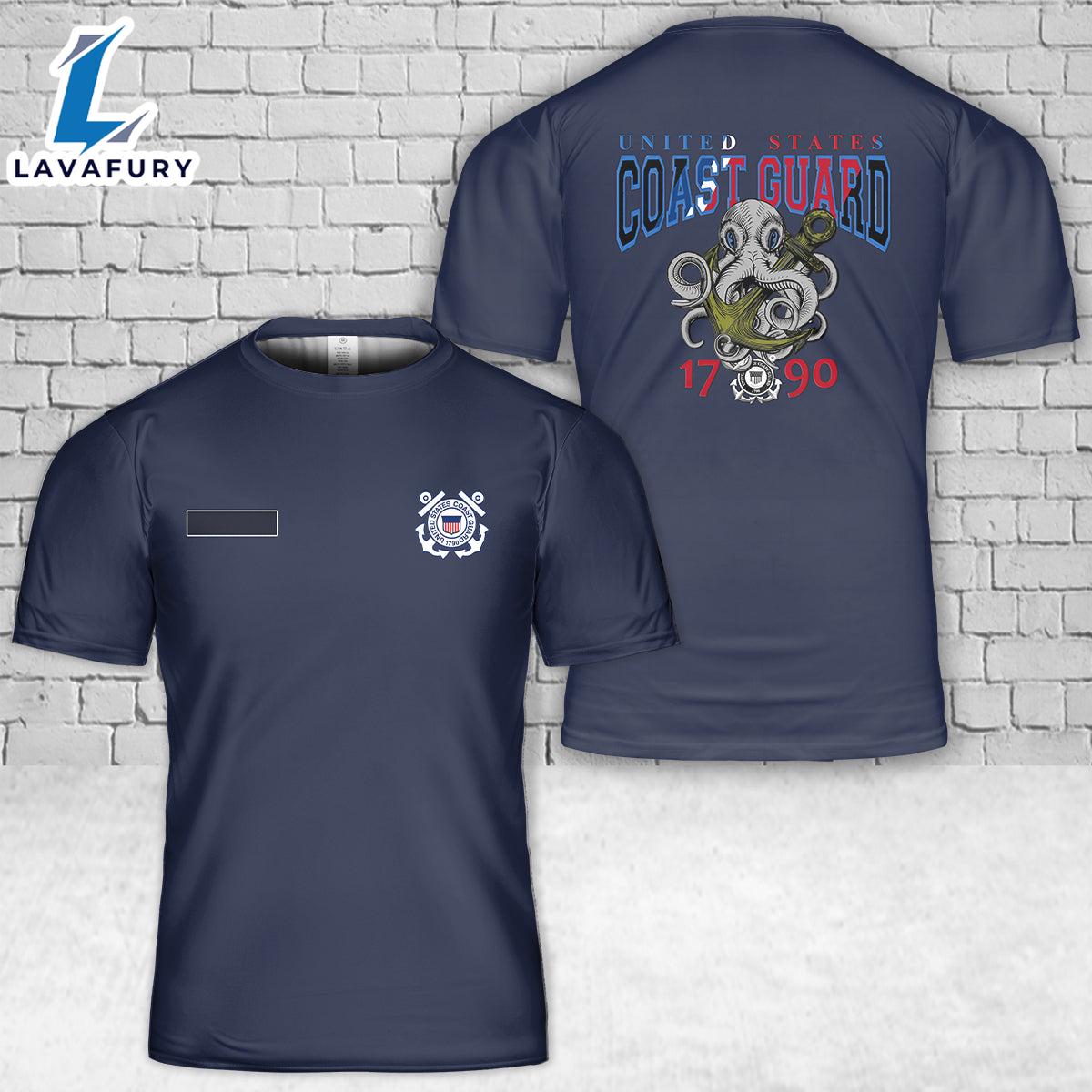 Custom Name US Coast Guard 1790 T-Shirt 3D 4th Of July Shirt