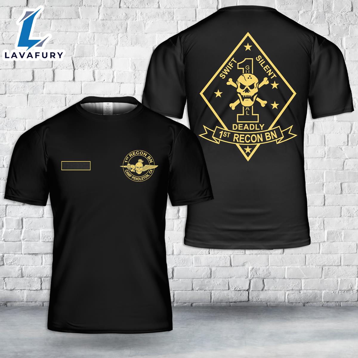 Custom Name US Marine Corps 1st Recon Battalion Camp Pendleton T-Shirt 3D 4th Of July Shirt