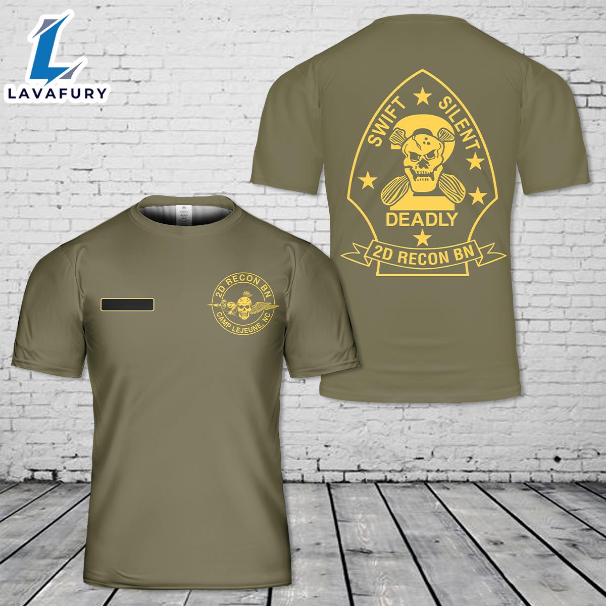 Custom Name US Marine Corps 2nd Reconnaissance Battalion (2nd Recon) T-Shirt 3D 4th Of July Shirt