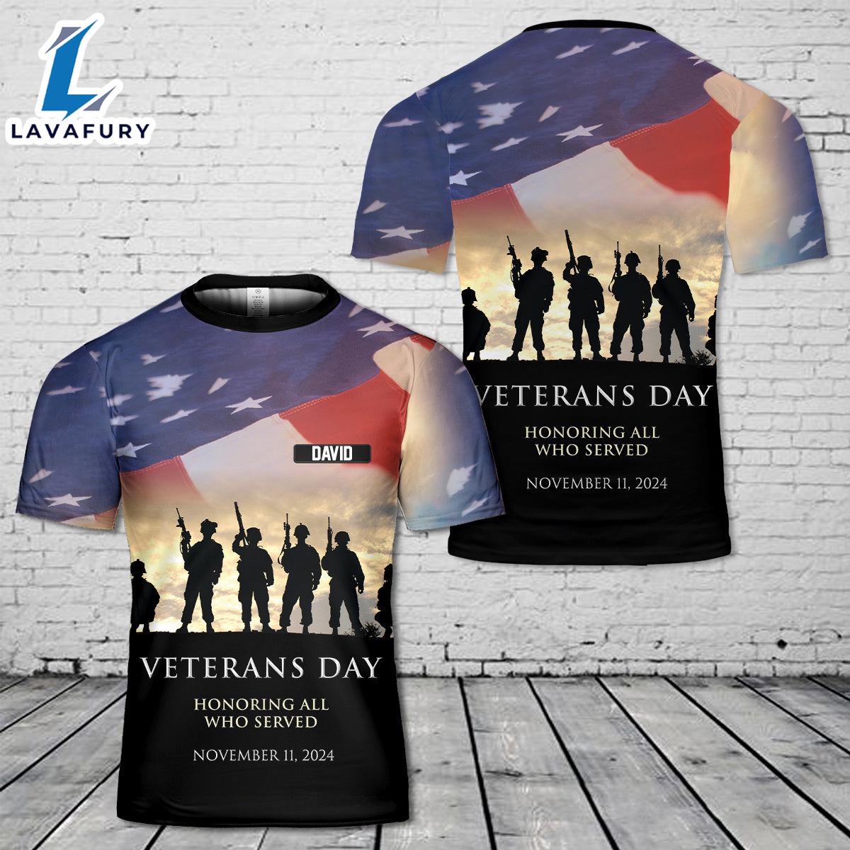 Custom Name US Veterans Day 3D T-Shirt 4th Of July Shirt