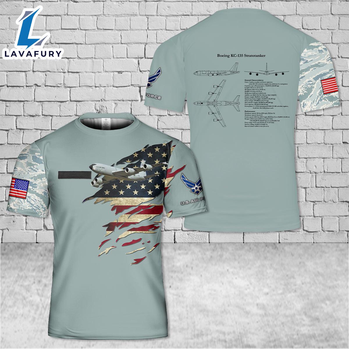 Custom Name USAF Boeing KC-135 Stratotanker 3D T-shirt 4th Of July Shirt