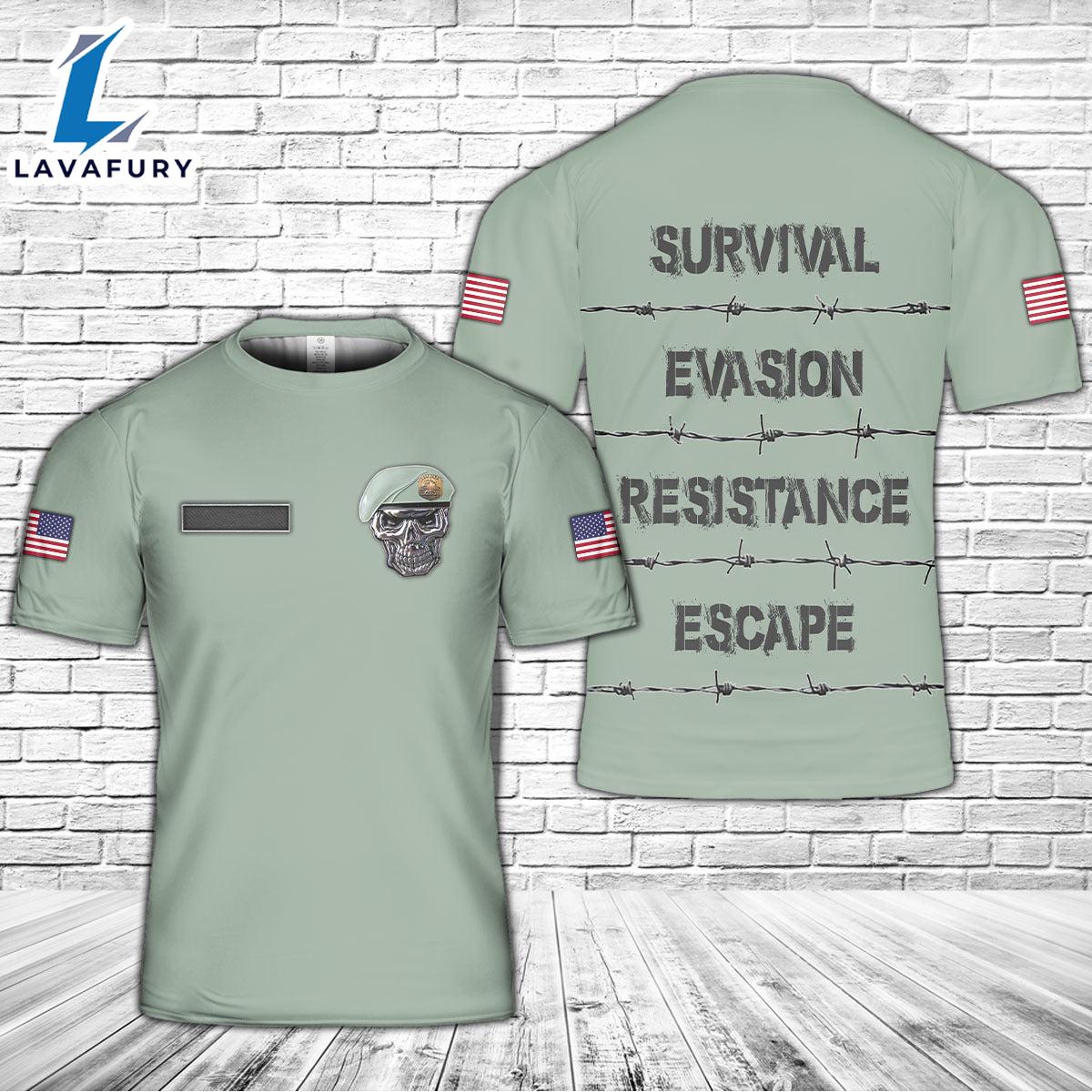 Custom Name USAF SERE Specialist Survival Evasion Resistance Escape 3D -TShirt 4th Of July Shirt