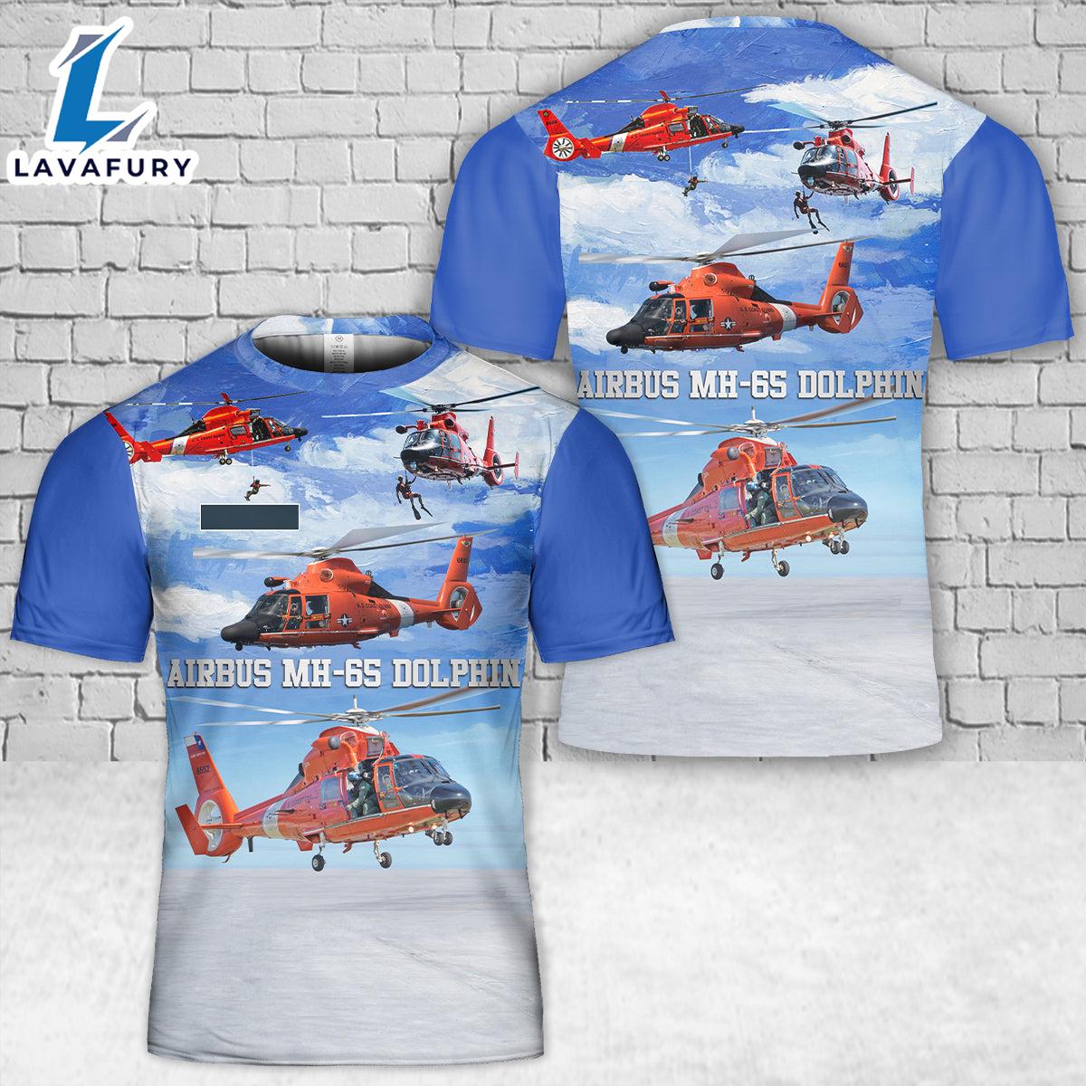 Custom Name USCG Airbus MH-65 Dolphin T-Shirt 3D 4th Of July Shirt