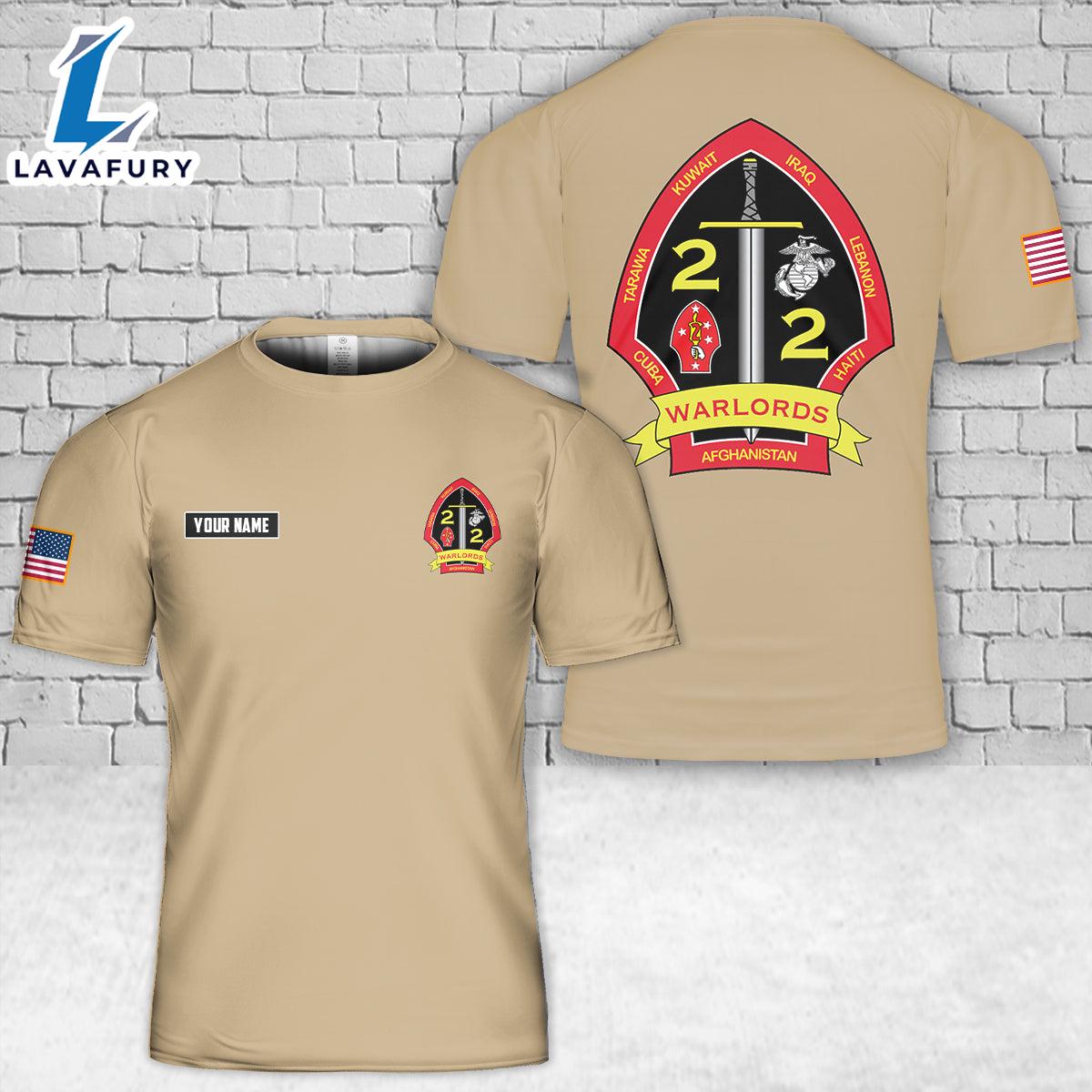 Custom Name USMC 2nd Battalion, 2nd Marines 3D T-Shirt 4th Of July Shirt
