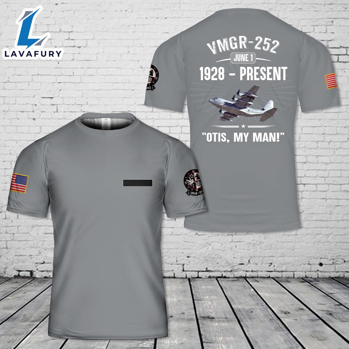Custom Name USMC Marine Aerial Refueler Transport Squadron 252 (VMGR-252) 3D T-Shirt 4th Of July Shirt
