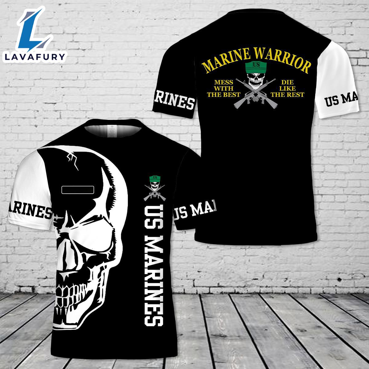 Custom Name USMC Mess With The Best 3D T-Shirt 4th Of July Shirt