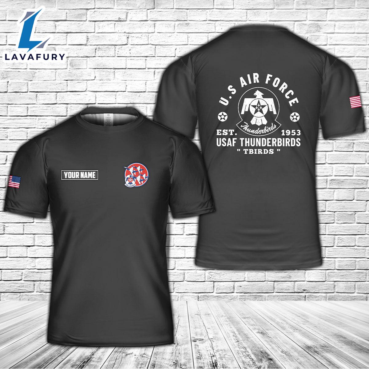 Custom Name Vintage USAF Thunderbirds TBIRDS T-Shirt 3D 4th Of July Shirt