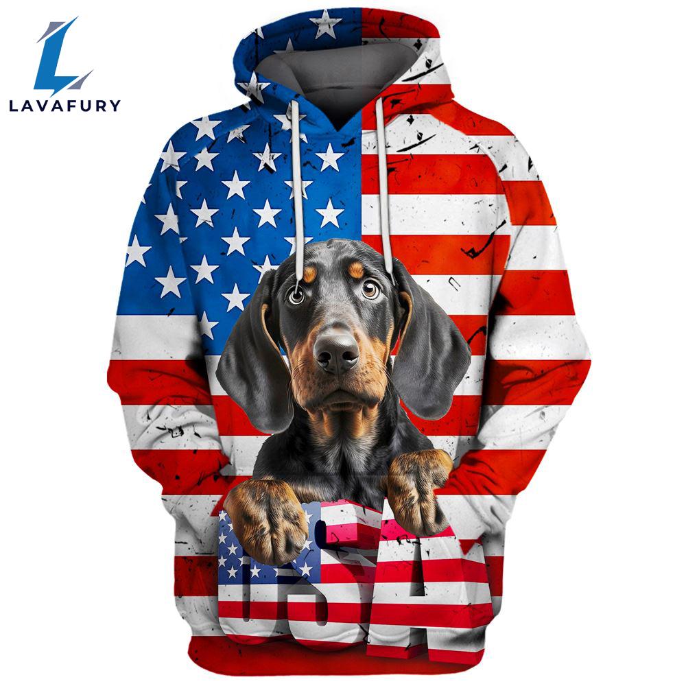 Dachshund Dog 15 3D Face Graphic Premium America Flag Hoodie For Lover Dogs