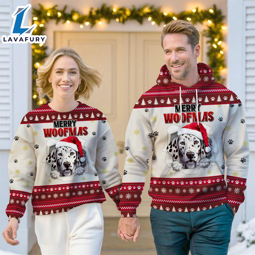 Dalmatian Dog Merry Woofmas Christmas Sweatshirt & Hoodie Gift Christmas