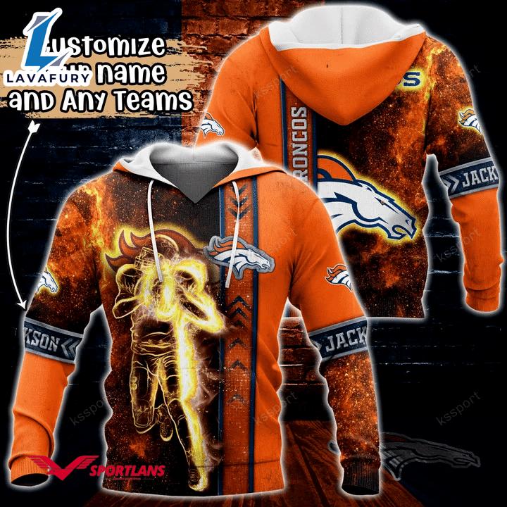 Denver Broncos NFL Custom Name 3D Hoodie Teams Shirt For Fans Gift Sport