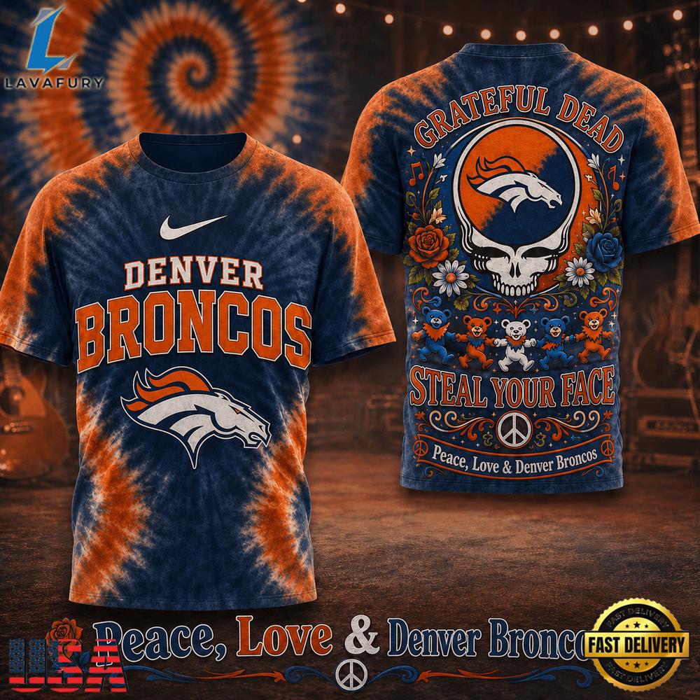Denver Broncos NFL x Greateful Dead Steal Your Face New 2026 T Shirt