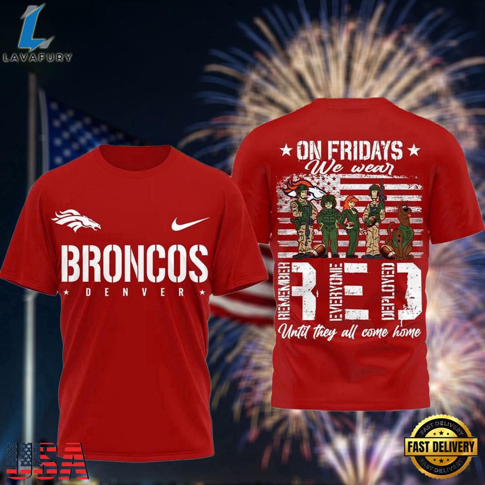 Denver Broncos Scooby-Doo Red Friday Military 2026 All Over Print T Shirt