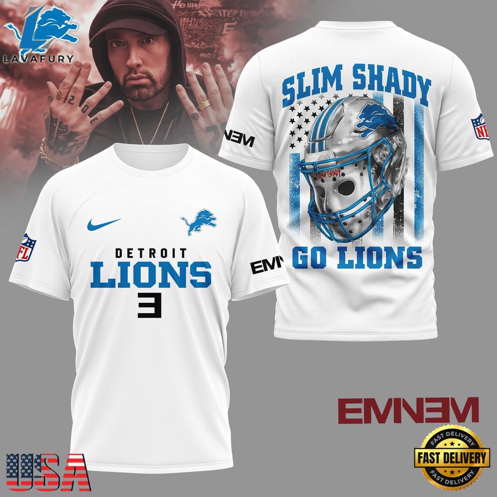 Detroit Lions NFL Eminem Fan 3D T-Shirt