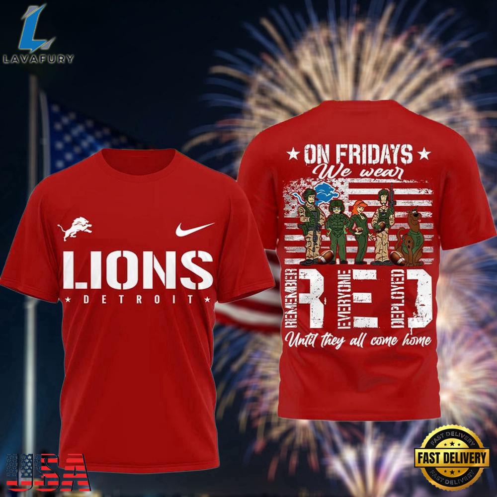 Detroit Lions Scooby-Doo Red Friday Military 2026 All Over Print T Shirt