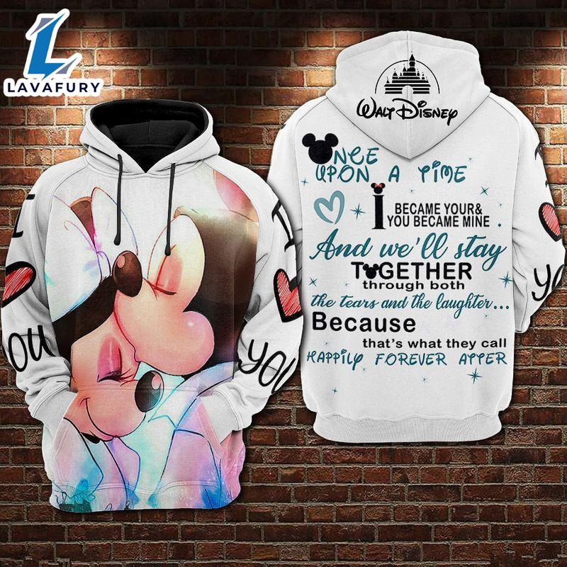 Disney Minnie And Mickey Mouse Love, Once Upon A Time I Became Your And You Became Mine Aop Hoodie