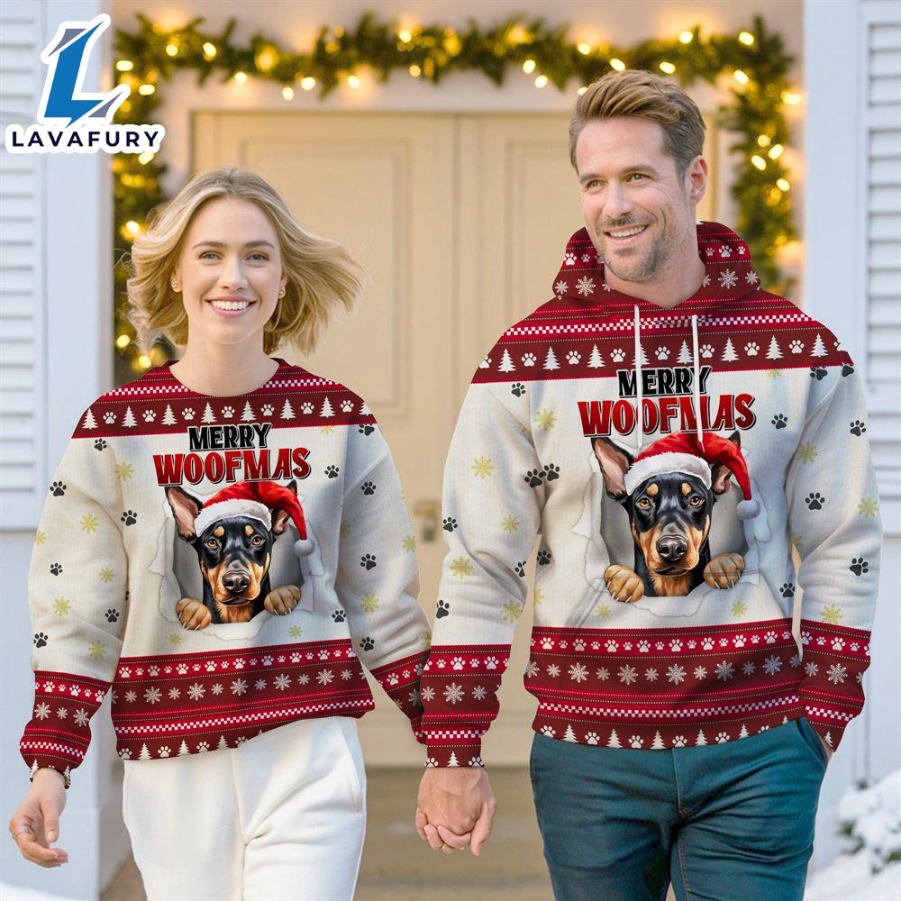 Doberman Pinscher Dog Merry Woofmas Christmas Sweatshirt & Hoodie Gift Christmas