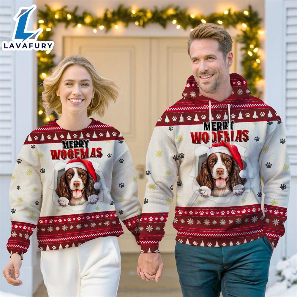 English Cocker Spaniel Dog Merry Woofmas Christmas Sweatshirt & Hoodie Gift Christmas