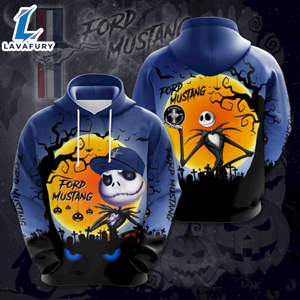 Ford Mustang Jack Skellington All Over Printed - Jack Skellington Hoodie