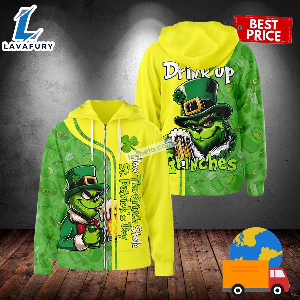Funny Grinches St Patrick Day Green 3D Hoodie For Men 2025