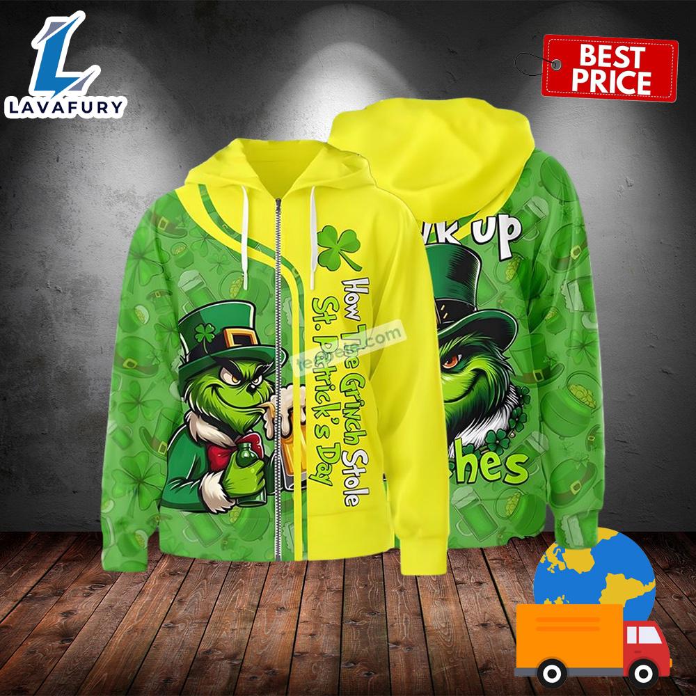 Funny Grinches St Patrick Day Green 3D Hoodie For Men 2025