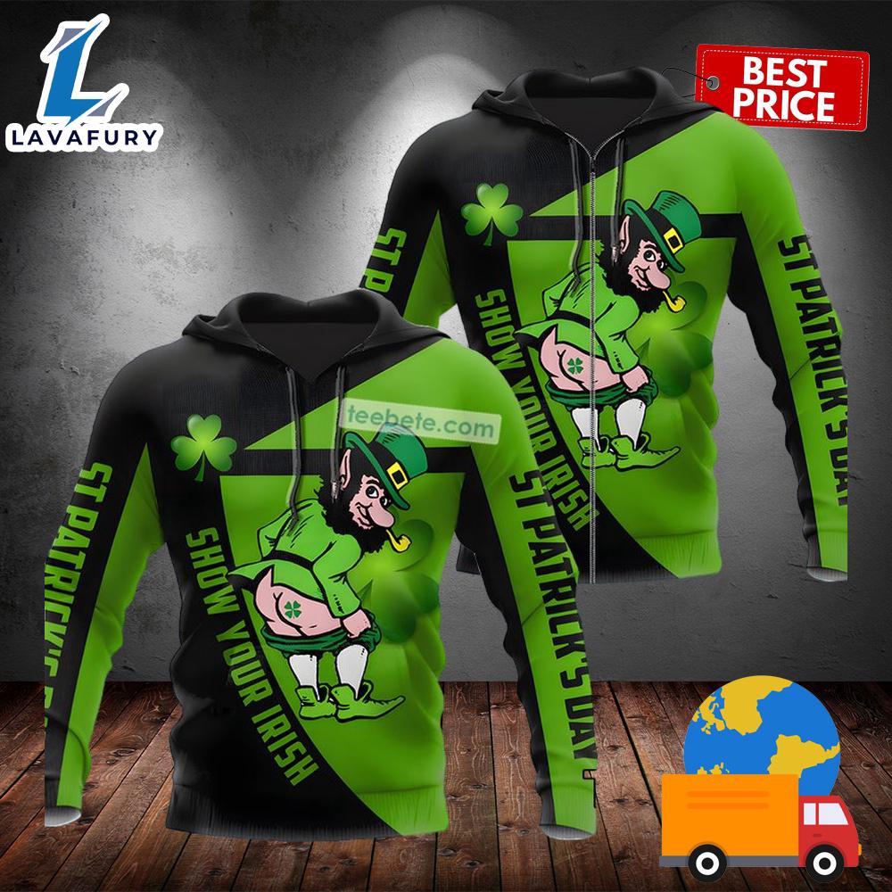 Funny Leprechaun St Patricks Day Green 3D Hoodie For 2025